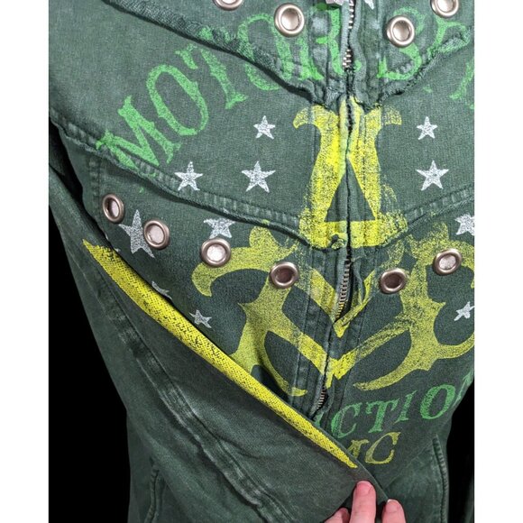 Affliction Gothic American Customs Motor Club Green Jacket - Picture 3 of 13